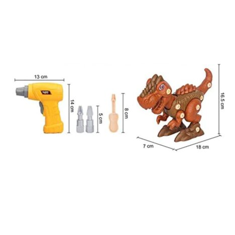 Jucarie educativa si interactiva, set de constructie dinozaur tyrannosaurus cu bormasina pentru ingi